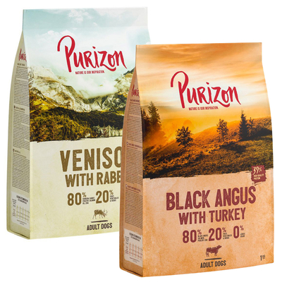Purizon Probeerpakketten 2 x 1 kg - Black Angus rund met kalkoen, hertenvlees met konijn - hondenbrokken