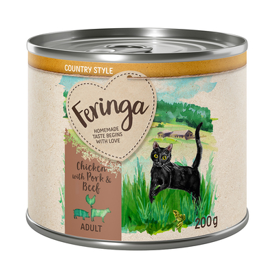 Feringa Country Style Menu 6 x 200 g - Kip, Varken en Kalkoen - natvoer katten