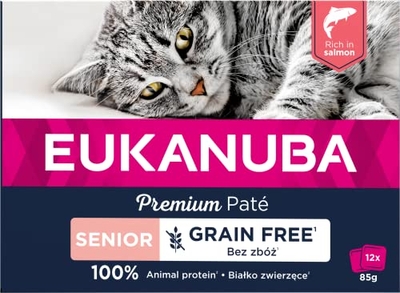 EUKANUBA Senior, met veel zalm, 12 x 85 g - kattenbrokken