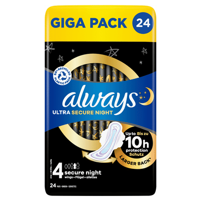 Always Ultra Secure Night Maandverband Met Vleugels 24 Stuks