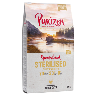 6.5kg Adult Sterilised Kip & Vis Purizon Kattenvoer - kattenbrokken