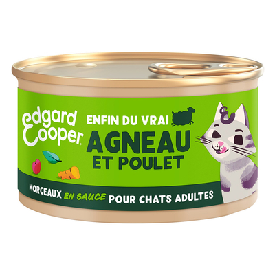 6x85g Edgard & Cooper Adult Brokken in graanvrije sauce lam. kip - Kattenvoer - natvoer katten