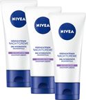NIVEA Essentials Sensitive Nachtcrème - Gevoelige huid - Ongeparfumeerd en pH-neutraal - Met zoethoutextract en druivenpitolie - 3 x 50 ml