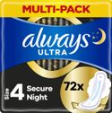 Always Ultra Secure Night - Maandverband Met Vleugels - Voordeelbox 72 stuks