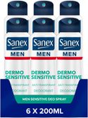 Sanex Men Sensitive Deodorant Anti-Transpirant Spray 6 x 200ml 
