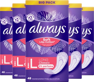 Always Soft Like Cotton - Long - Inlegkruisjes - 0% Parfum  5 x 48 Stuks