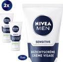 NIVEA MEN Sensitive Gezichtscrème - Gevoelige huid - Alcoholvrij - Met kamille en hamamelis - 2 x 75 ml