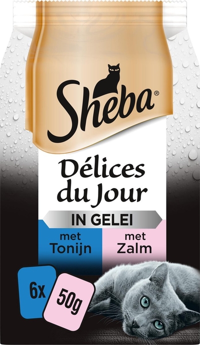 Sheba - Delices du Jour - Kattenvoer Natvoer - Zalm & Tonijn in gelei - 36 x 50g natvoer katten