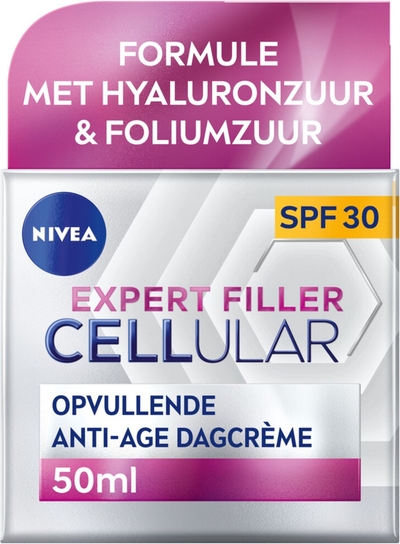 NIVEA CELLular Expert Filler Anti-Age Dagcrème - Ouder wordende huid - SPF 30 - Met hyaluronzuur, creatine en Foliumzuur - 50 ml