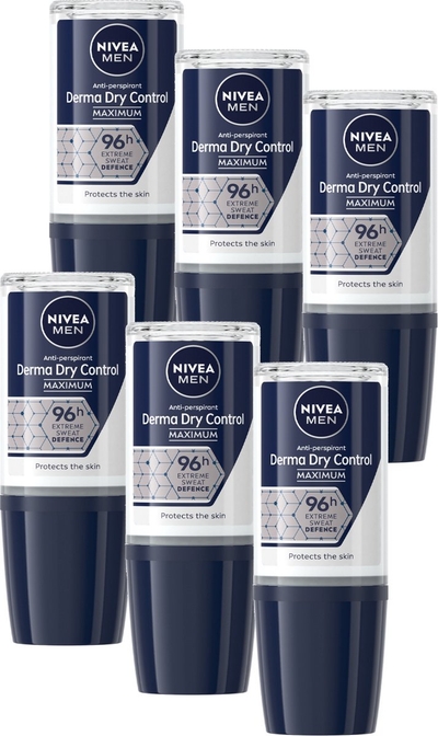 NIVEA MEN Derma Control Maximum Roll-On deodorant - 6 x 50 ml