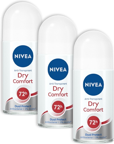 NIVEA Dry Comfort Deodorant Roller - 3 x 50 ml 