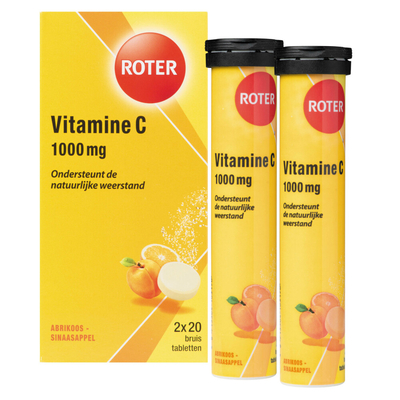 6x Roter Vitamine C Bruistabletten Sinaasappel Abrikoos 2 x 20 stuks