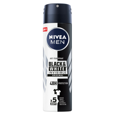 3x Nivea Men Deodorant Spray Invisible for Black&White 150 ml
