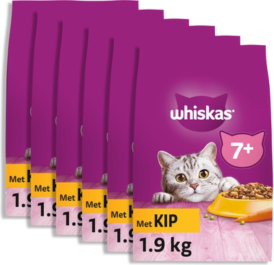 Whiskas 1+ Kattenbrokken- Kip - zak 6 x 1.9kg kattenbrokken