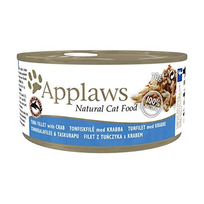 Applaws 100% natuurlijk kattenvoer, tonijn met krab, 24 x 70 gram - natvoer katten