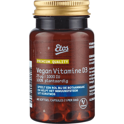 Etos Premium Vegan Vitamine D3 25ug | 1000IU 60 stuks