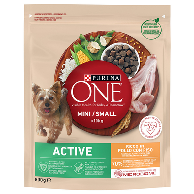 Purina One Mini Active Kip & Rijst Hondenvoer - Voordeelpakket: 2.4 kg (3 x 800 g) - hondenbrokken