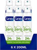 Sanex Zero% Respect & Control Deodorant Spray 6 x 200ml 