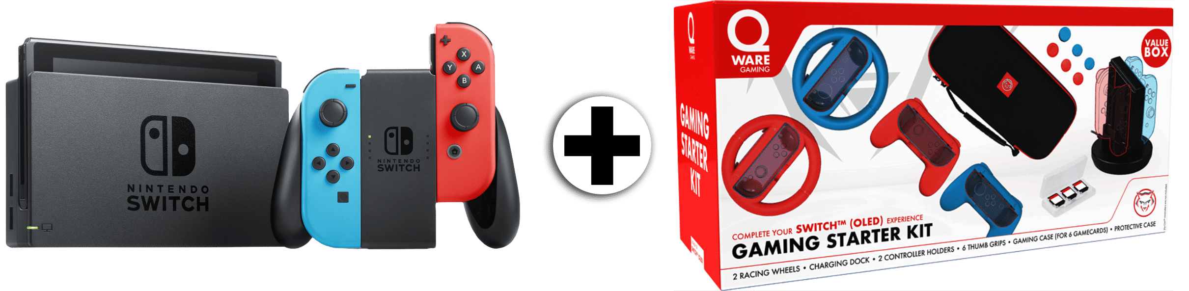 Nintendo Switch - Rood/blauw + Gaming Bundel