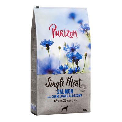 Purizon Single Meat Adult Zalm met Spinazie en Korenbloembloesem Hondenvoer - Dubbelpak: 2 x 12 kg - hondenbrokken