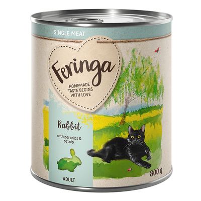Feringa Single Meat Menu 6 x 800 g - Konijn met pastinaak & kattenmunt - natvoer katten