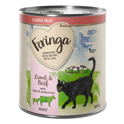Voordeelpakket Feringa Classic Meat Menu 24 x 800 g - Lam & Rund - natvoer katten