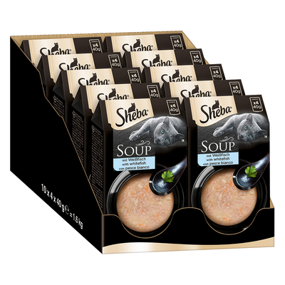 40x 40g Multipack Sheba Classic Soup Verse Zak met Witte Vis Kattenvoer Nat - natvoer katten