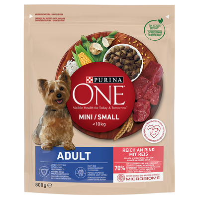 3x 800g Purina One Mini Adult Rund & Rijst hondenvoer droog - hondenbrokken