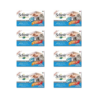 Schesir Cat Natural Tonijn, kattenvoer nat in eigen sap, 8 x 6 blikjes x 50 g - natvoer katten