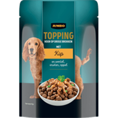 Jumbo Hondenvoer Topping met Kip en Wortel, Erwten, Appel 85g - natvoer honden