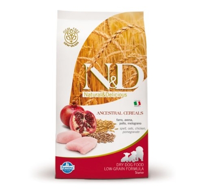 N&D ANCESTRAL GRAIN DOG CHICKEN, SPELT, OATS & POMEGRANATE STARTER PUPPY ALL BREEDS 12 KG - hondenbrokken