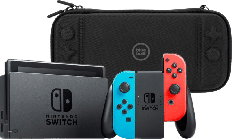 Nintendo Switch Rood/Blauw + BlueBuilt Beschermhoes