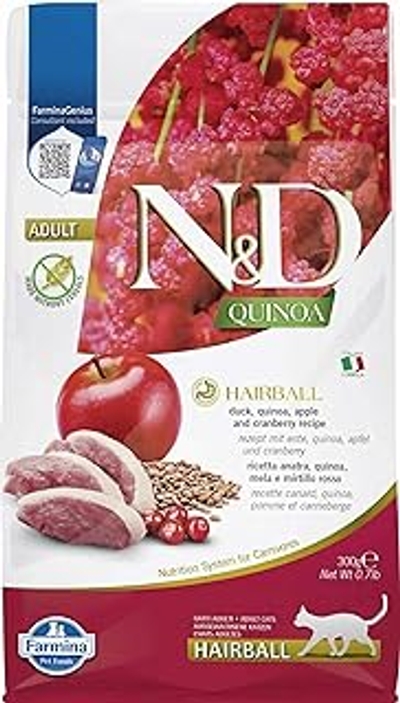 N&D Quinoa kattenvoeding Hairball 300 gr. kattenbrokken