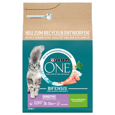 Purina ONE Sensitive Kattenvoer - Dubbelpak: 2 x 2,8 kg - kattenbrokken