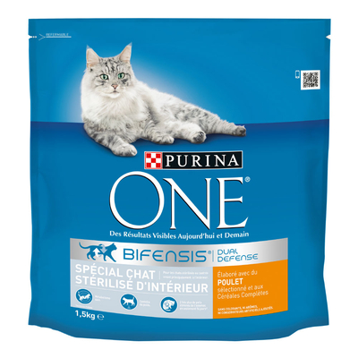 4 x 1.5 kg Purina One Sterilized Indoor Chicken Cam Food - kattenbrokken