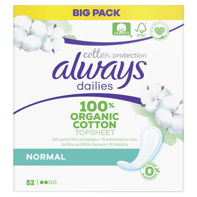Always Dailies Cotton Protection Inlegkruisjes Normal Big Pack 52 Stuks