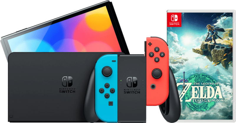 Nintendo Switch OLED Rood/Blauw + Zelda: Tears of the Kingdom