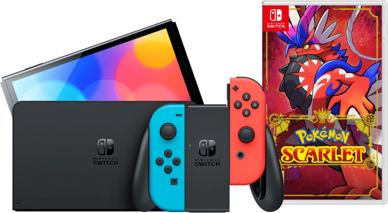 Nintendo Switch OLED Rood/Blauw + Pokémon Scarlet