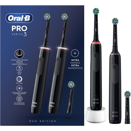 Oral-B CrossAction Black  opzetborstels - Oral-B PRO 3 3900 Black Cross Action + Extra Body + 1 extra opzetborstel stuks