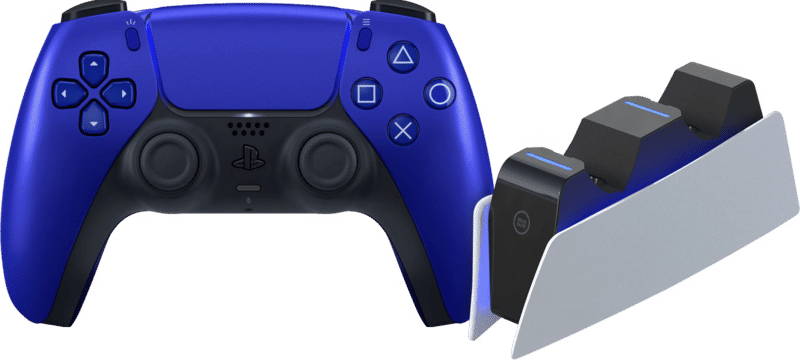 Sony Playstation 5 DualSense Draadloze Controller Cobalt Blue + BlueBuilt oplaadstation