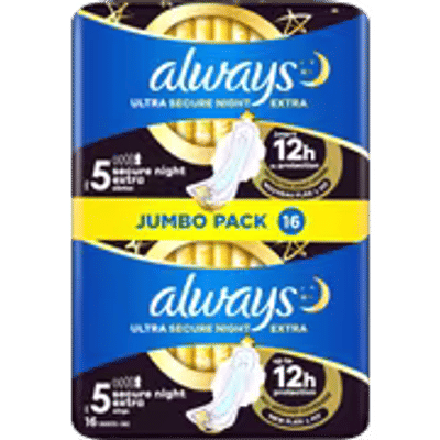 Always Ultra Maandverband Secure Night Extra (maat 5) Vleugels - 16 stuks
