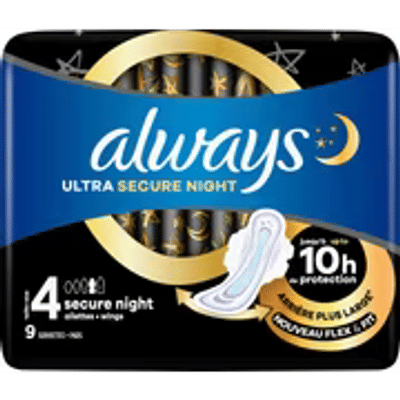 Always Ultra Maandverband Secure Night (maat 4) Vleugels - 9 stuks