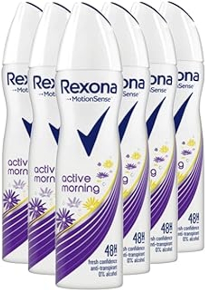 Rexona MotionSense Active Morning Deodorantspray met 48 uur bescherming tegen lichaamsgeur en okselzweet, 150 ml, 6 stuks