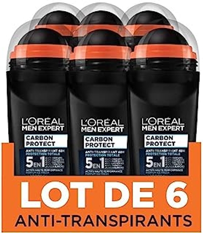 Men Expert L'Oréal Carbon Protect Ice Fresh Deodorant voor heren, verpakking van 6 stuks 6 x 50 ml