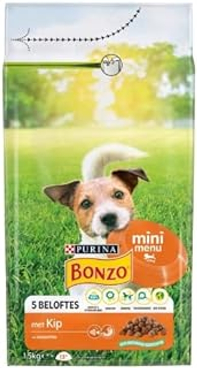 BONZO Mini Menu met Kip Hondenvoer - Adult Hondenbrokken voor Kleine Honden met Kip en Groenten 1,5kg - doos van 3 4,5kg - hondenbrokken