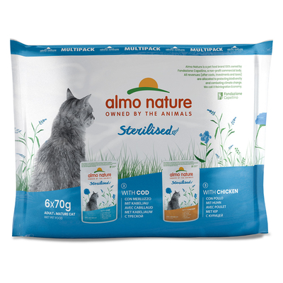 24x70g Sterilised Kip & Kabeljauw Almo Nature Holistic Kattenvoer - natvoer katten