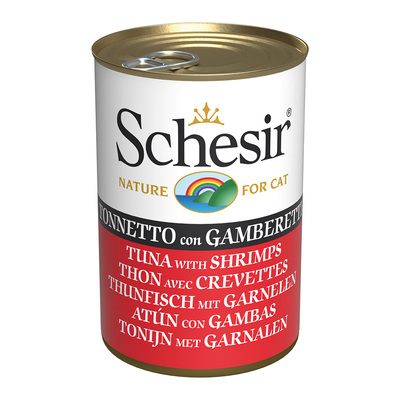 6x140g Schesir Kattenvoer Tonijn met garnalen - natvoer katten