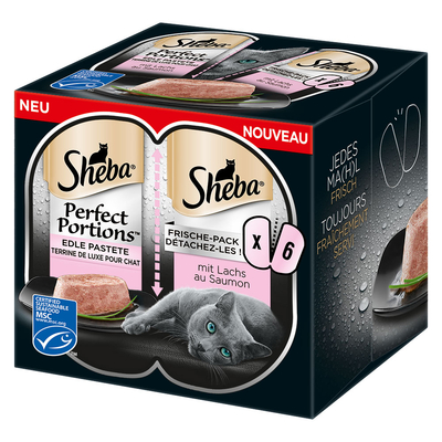 48x37.5g Perfect Portions Paté Zalm Sheba Kattenvoer - natvoer katten