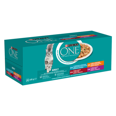 40x 85g Gemengd Pakket Purina One Adult Cat Gemengd Selectie Kattenvoer Nat - natvoer katten