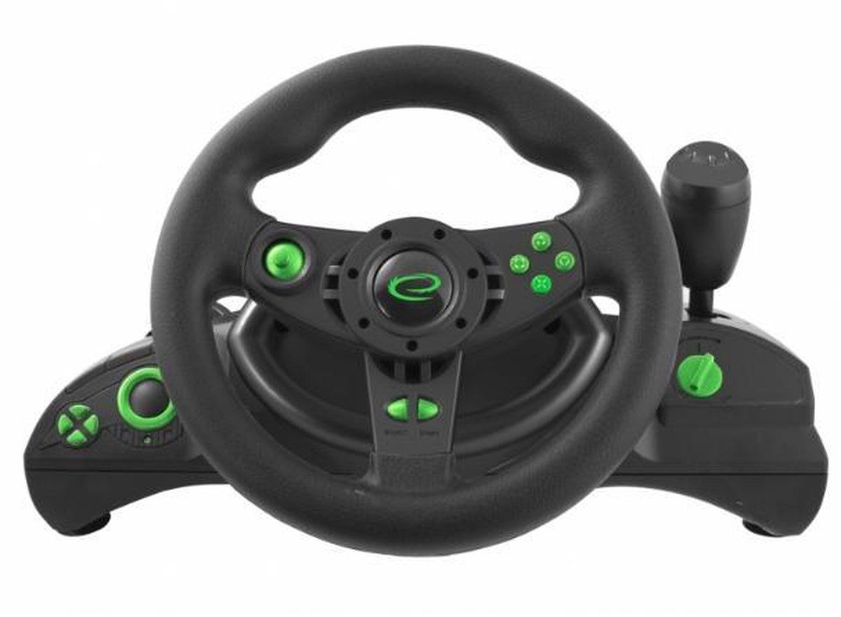 Esperanza EGW102 game controller Stuur - Geschikt voor PC, Playstation 3 - Digitaal USB Zwart, Groen